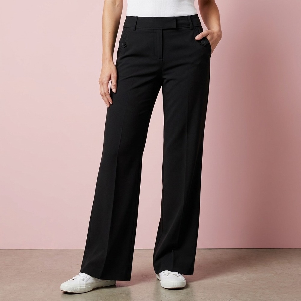 SANDRO Women Dress Pants 10 Black Wide Leg Pants Female Comfy Everyday